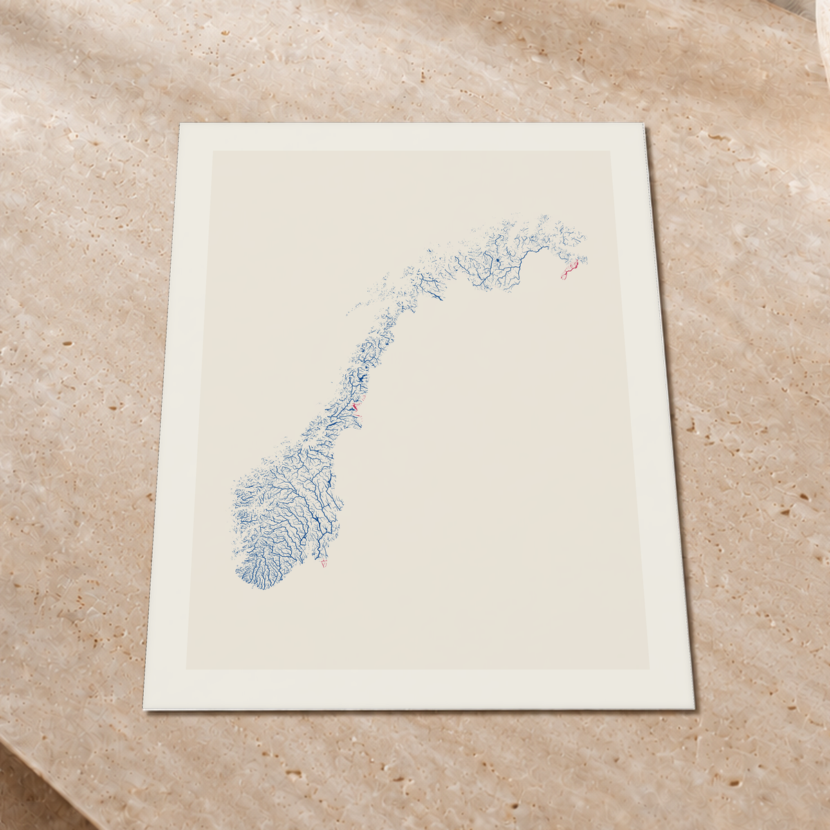 Beautiful Rivers — Noruega — Risografia, Impressão fine art · 45 × 60 cm, Margem branca