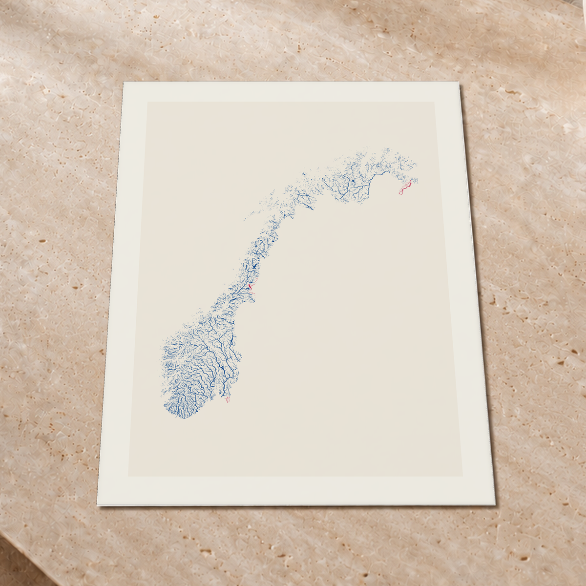 Beautiful Rivers — Noruega — Risografia, Impressão fine art · 60 × 80 cm, Margem branca