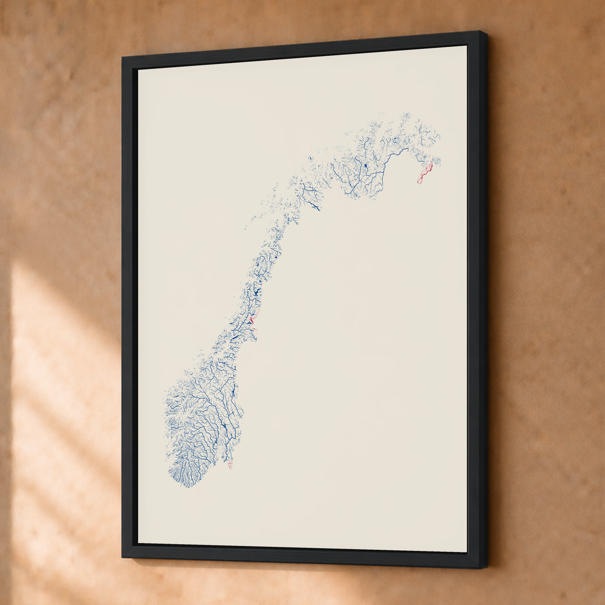 Beautiful Rivers — Noruega — Risografia, Fine art emoldurado · 30 × 40 cm, Preto · Sem margem