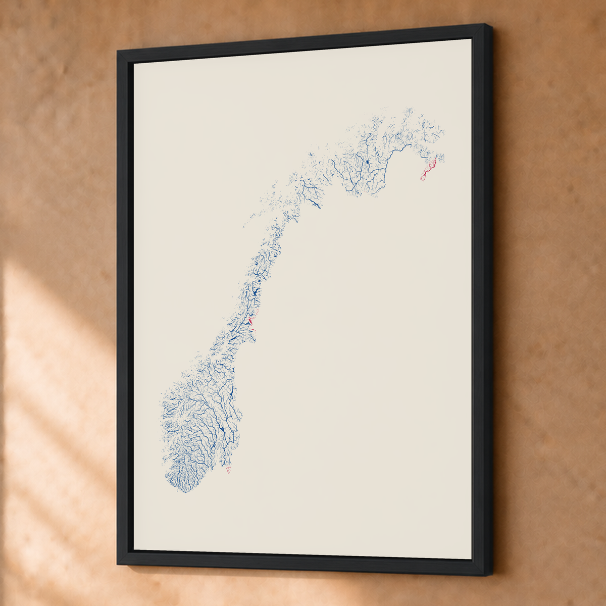 Beautiful Rivers — Noruega — Risografia, Fine art emoldurado · 45 × 60 cm, Preto · Sem margem