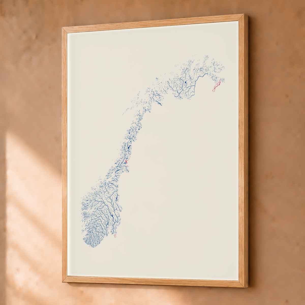 Beautiful Rivers — Noruega — Risografia, Fine art emoldurado · 45 × 60 cm, Natural · Sem margem
