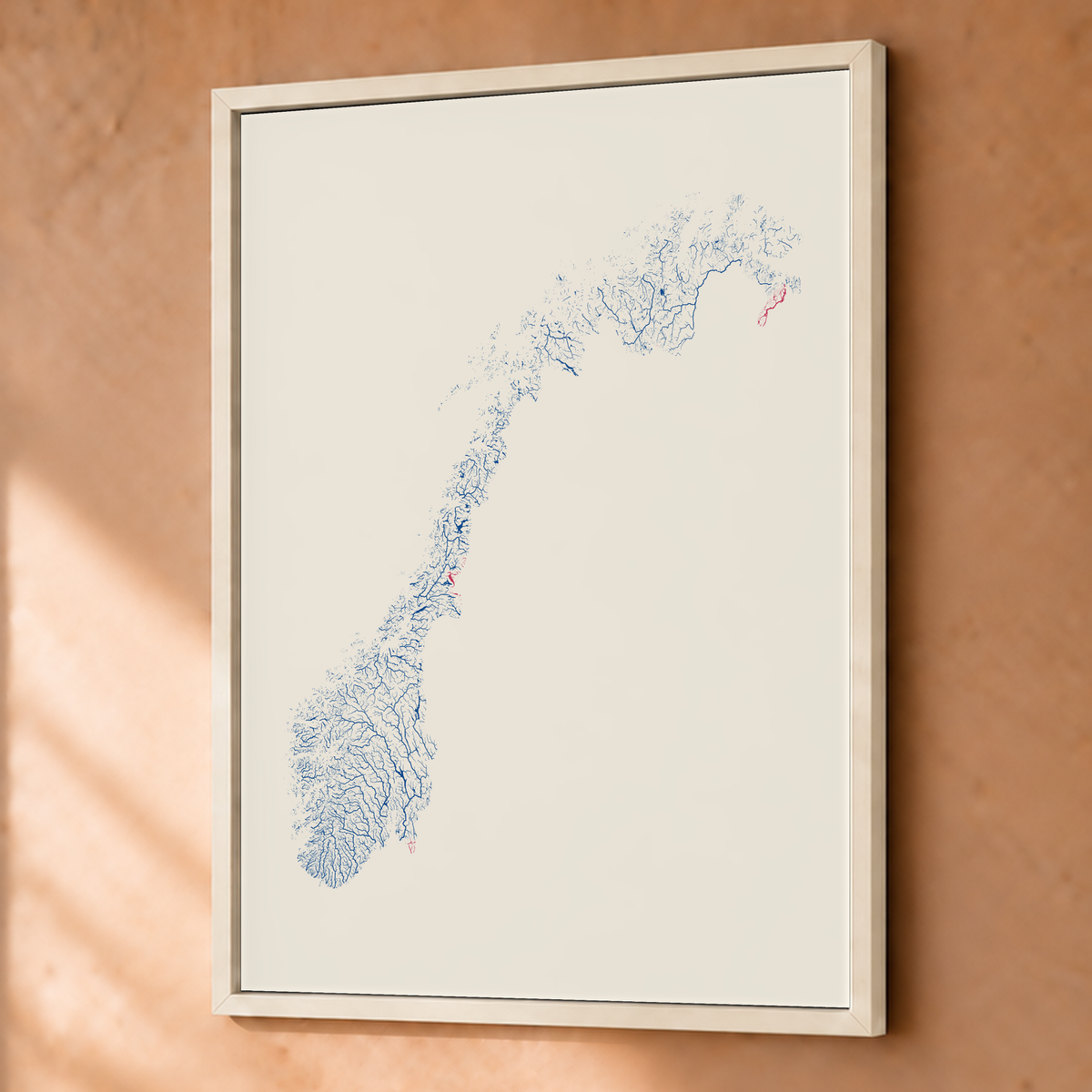 Beautiful Rivers — Noruega — Risografia, Fine art emoldurado · 45 × 60 cm, Branco · Sem margem