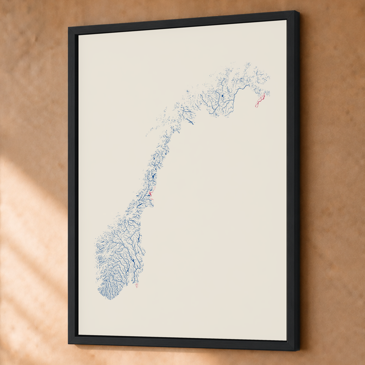Beautiful Rivers — Noruega — Risografia, Fine art emoldurado · 60 × 80 cm, Preto · Sem margem