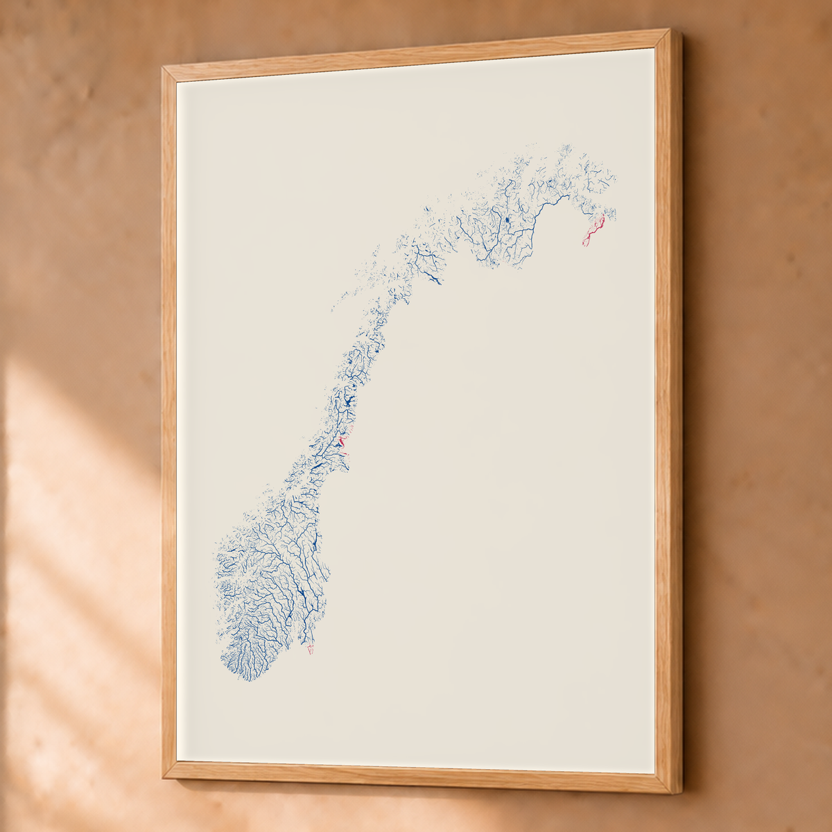 Beautiful Rivers — Noruega — Risografia, Fine art emoldurado · 60 × 80 cm, Natural · Sem margem