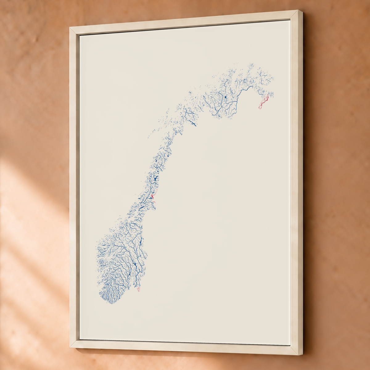 Beautiful Rivers — Noruega — Risografia, Fine art emoldurado · 60 × 80 cm, Branco · Sem margem