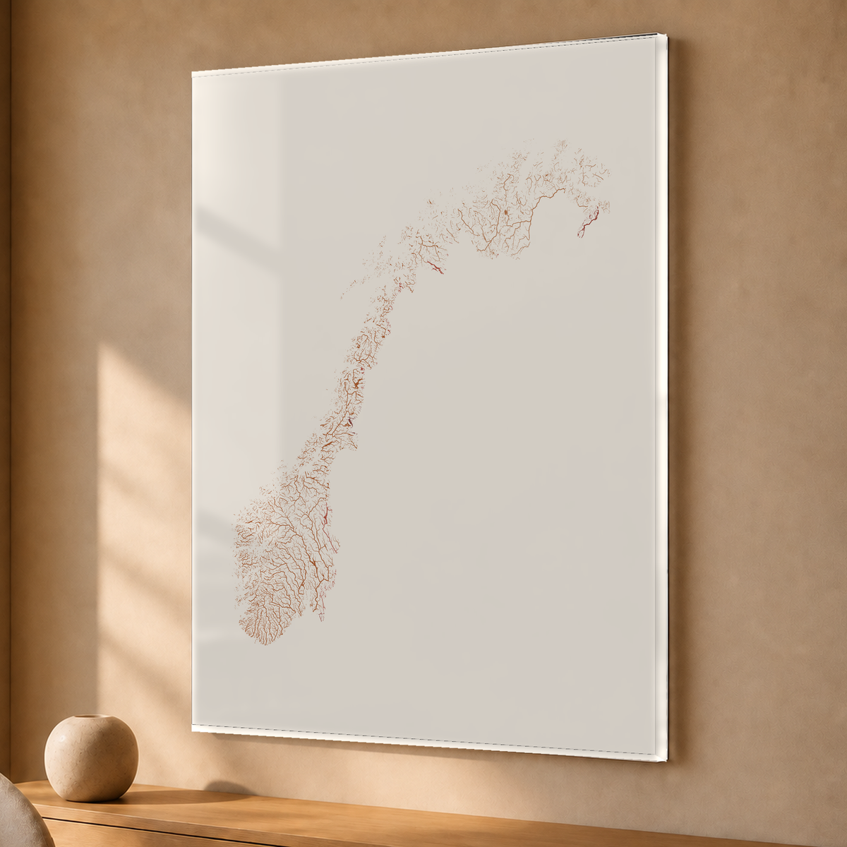 Beautiful Rivers — Noruega — Terracota e areia, Acrílico · 30 × 40 cm, Sem margem