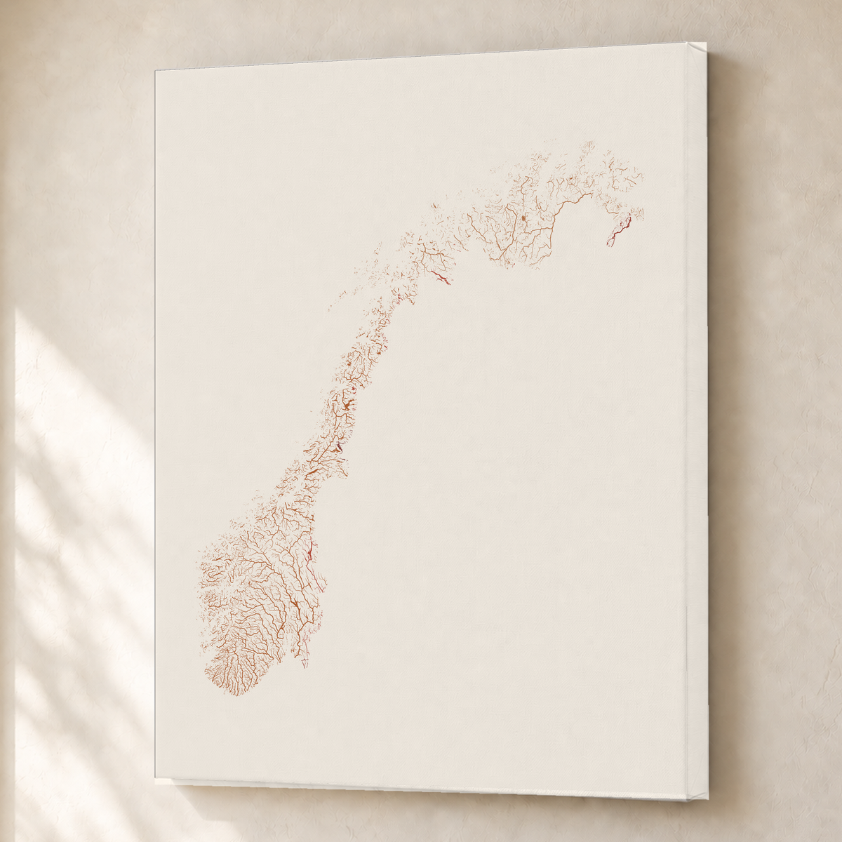 Beautiful Rivers — Noruega — Terracota e areia, Canvas · 45 × 60 cm, Sem margem