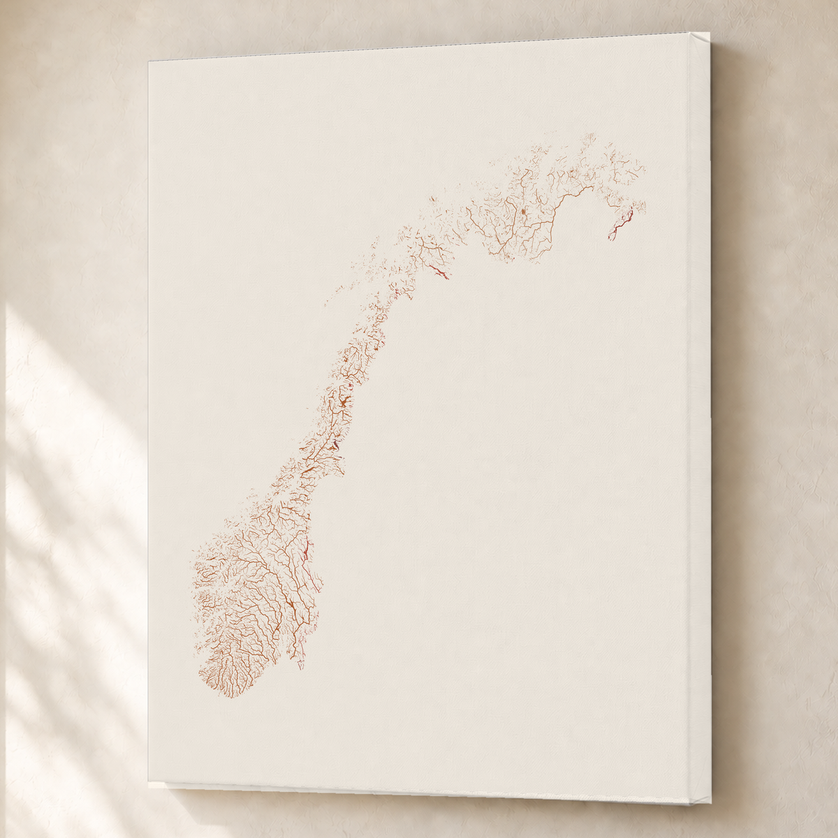 Beautiful Rivers — Noruega — Terracota e areia, Canvas · 60 × 80 cm, Sem margem