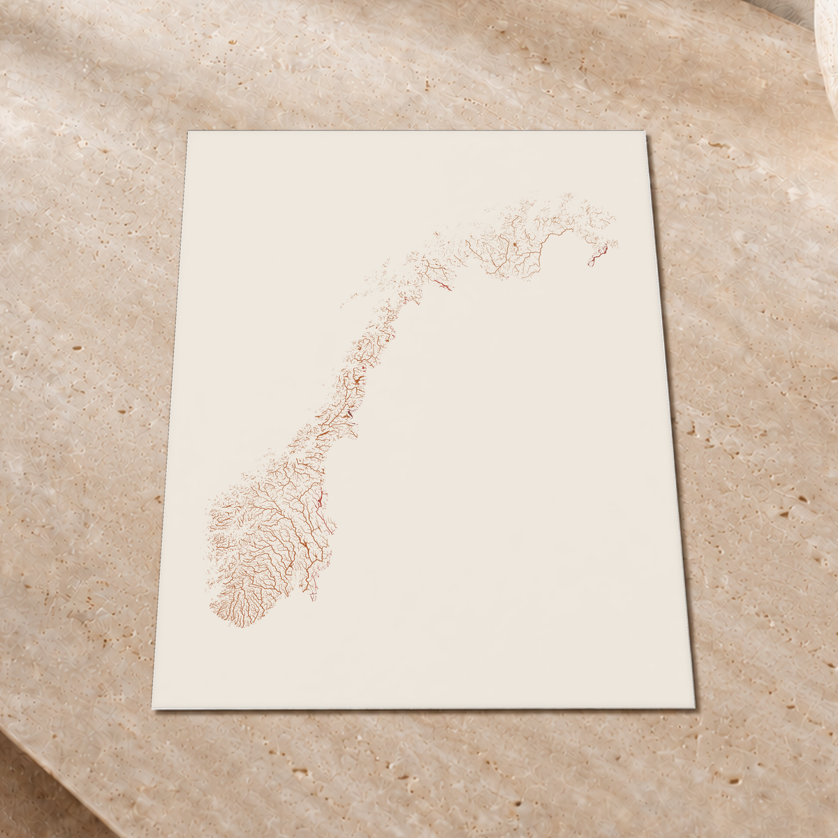 Beautiful Rivers — Noruega — Terracota e areia, Impressão fine art · 30 × 40 cm, Sem margem