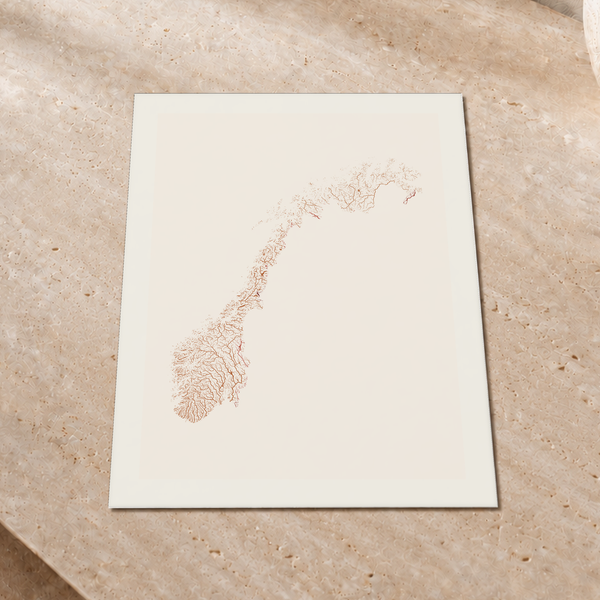 Beautiful Rivers — Noruega — Terracota e areia, Impressão fine art · 30 × 40 cm, Margem branca