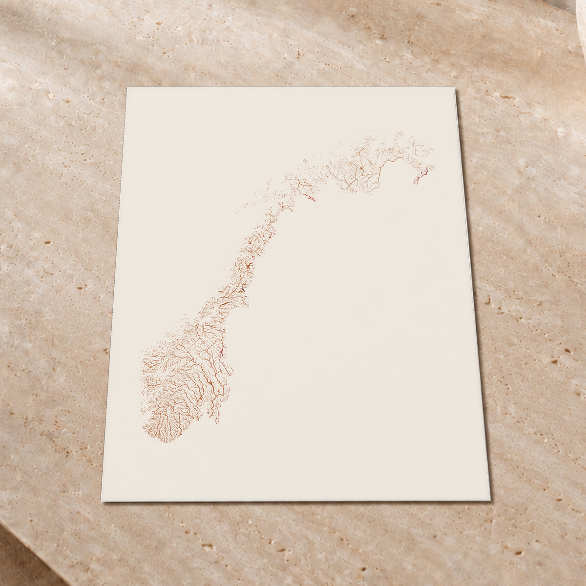 Beautiful Rivers — Noruega — Terracota e areia, Impressão fine art · 45 × 60 cm, Sem margem