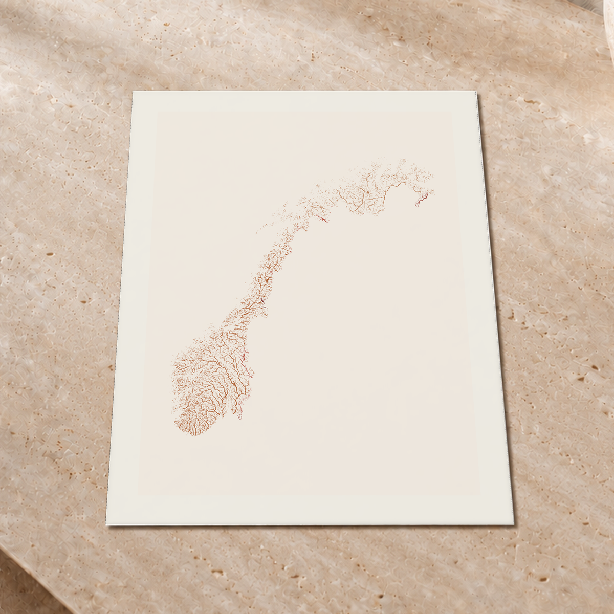 Beautiful Rivers — Noruega — Terracota e areia, Impressão fine art · 45 × 60 cm, Margem branca