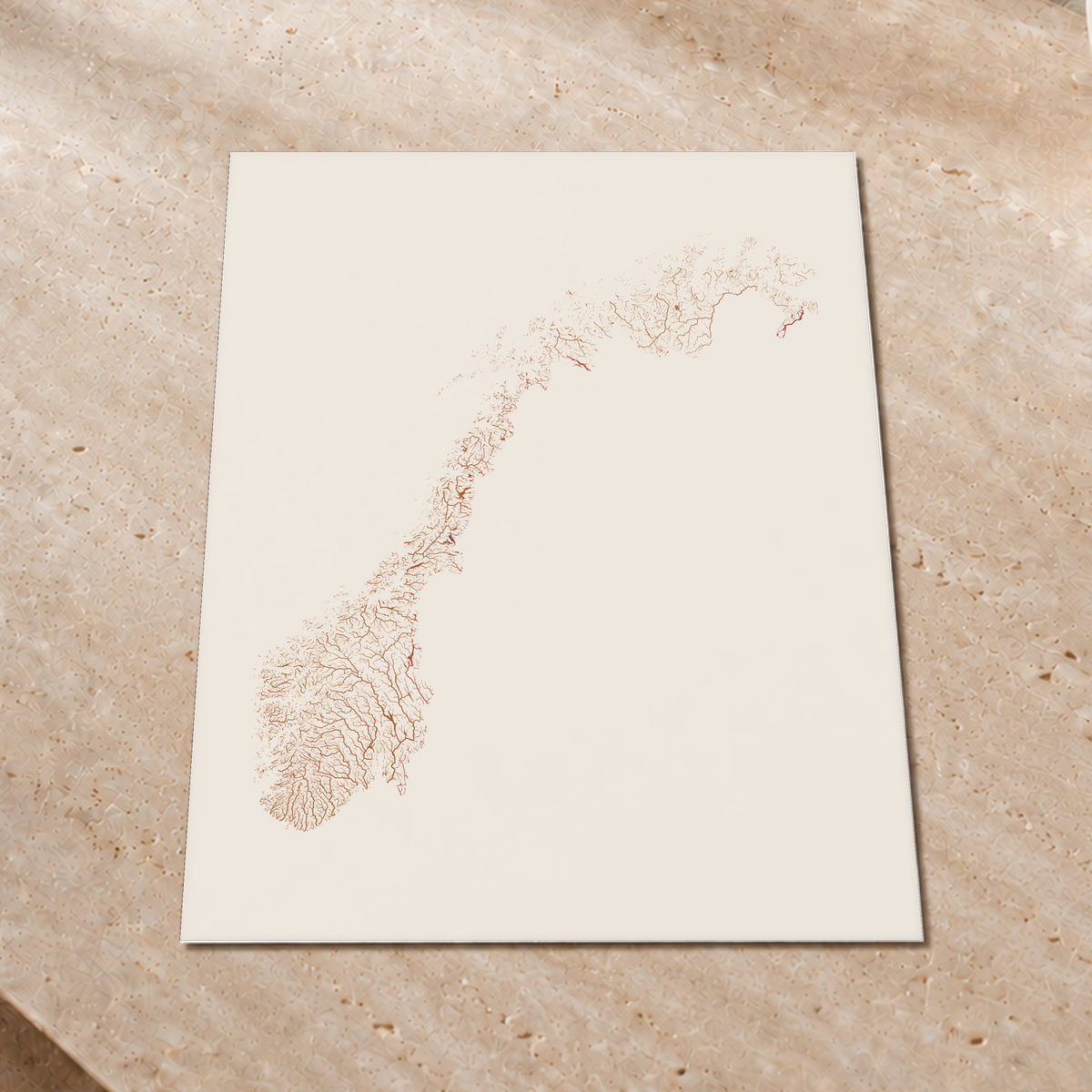 Beautiful Rivers — Noruega — Terracota e areia, Impressão fine art · 60 × 80 cm, Sem margem