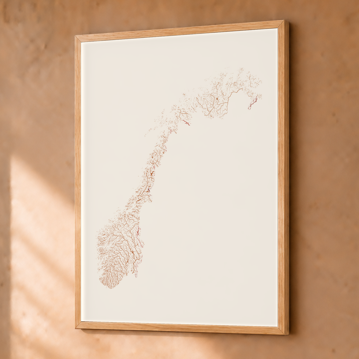 Beautiful Rivers — Noruega — Terracota e areia, Fine art emoldurado · 30 × 40 cm, Natural · Sem margem