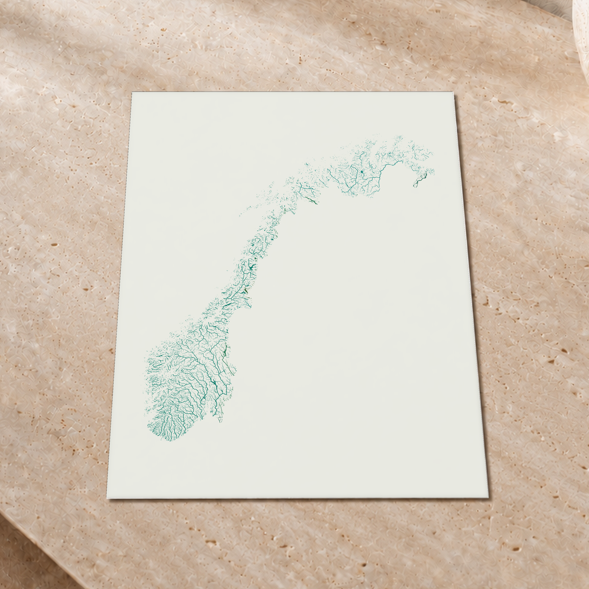 Beautiful Rivers — Noruega — Verde jade e porcelana, Impressão fine art · 30 × 40 cm, Sem margem
