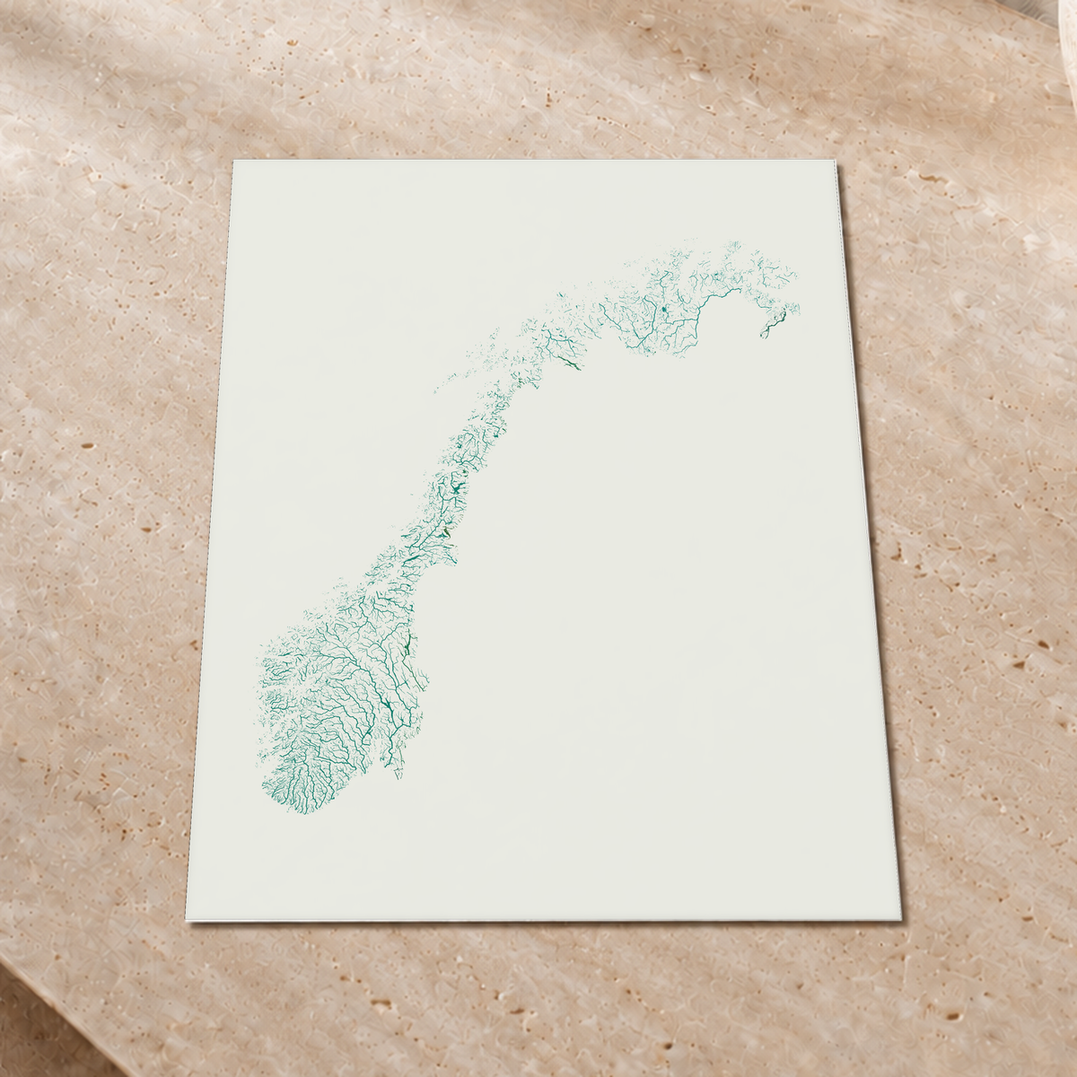 Beautiful Rivers — Noruega — Verde jade e porcelana, Impressão fine art · 45 × 60 cm, Sem margem