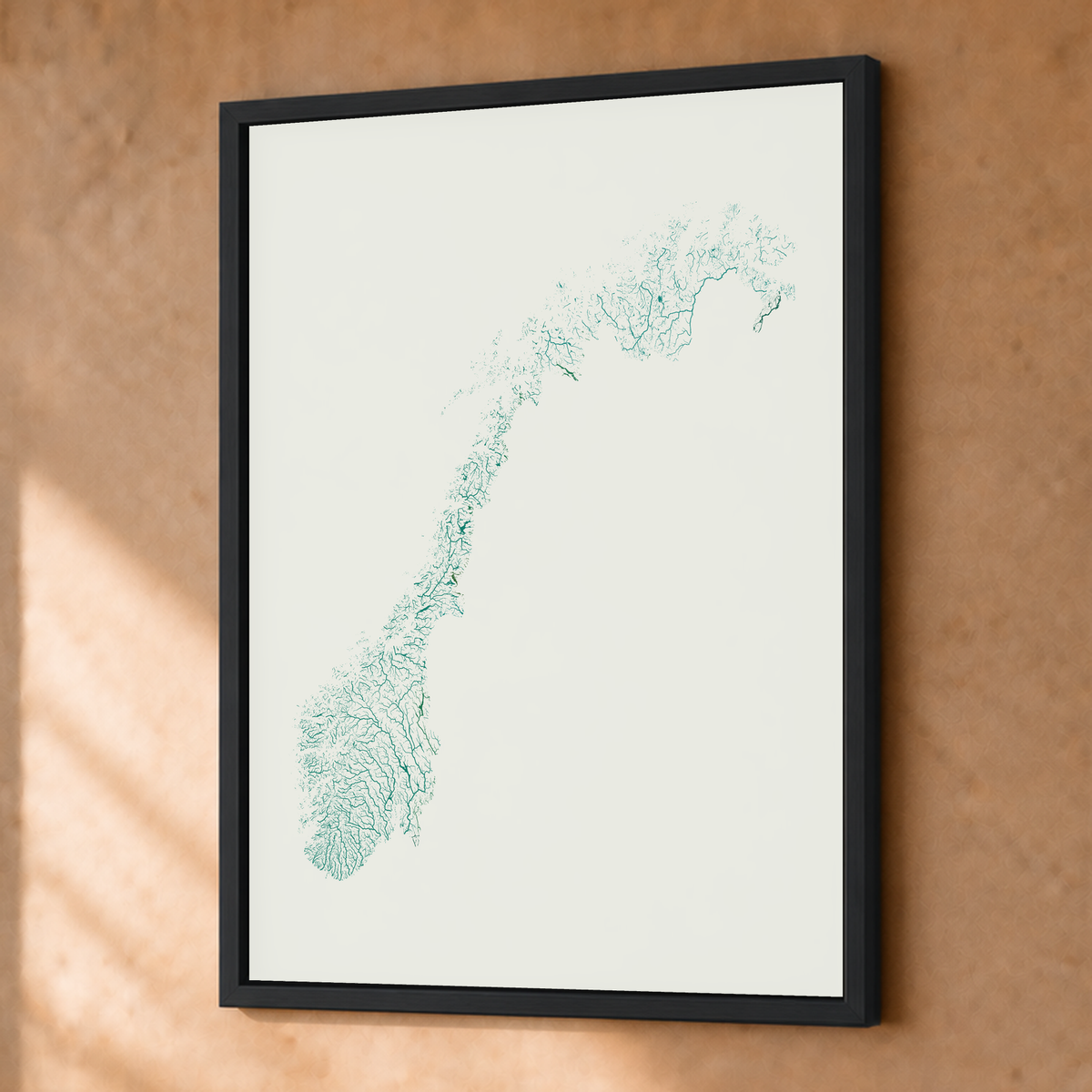 Beautiful Rivers — Noruega — Verde jade e porcelana, Fine art emoldurado · 30 × 40 cm, Preto · Sem margem