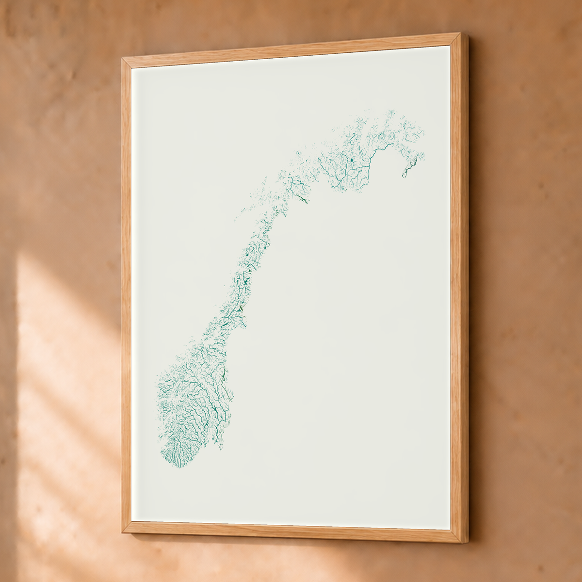 Beautiful Rivers — Noruega — Verde jade e porcelana, Fine art emoldurado · 30 × 40 cm, Natural · Sem margem