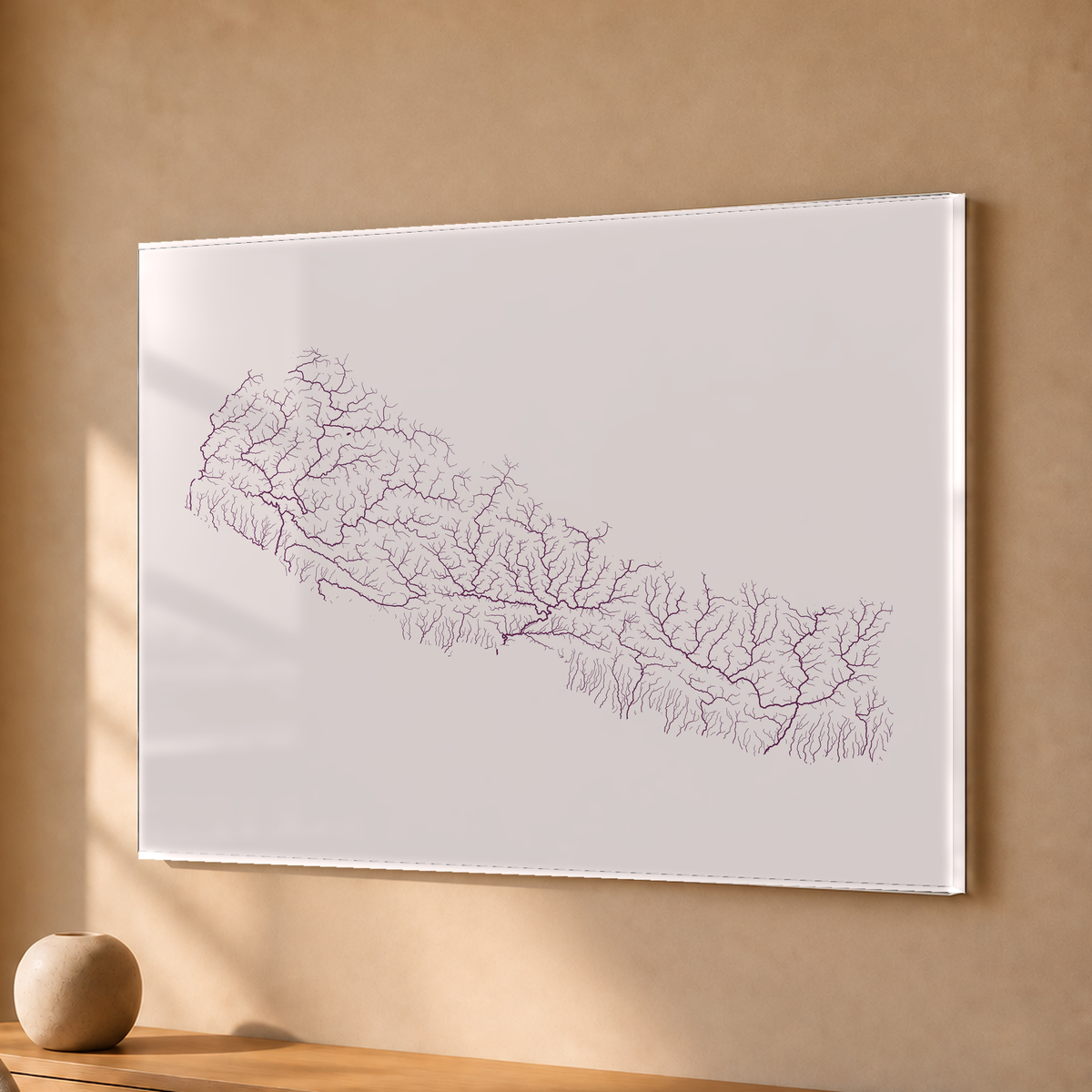 Beautiful Rivers — Nepal — Ameixa e rosé, Acrílico · 30 × 40 cm, Sem margem