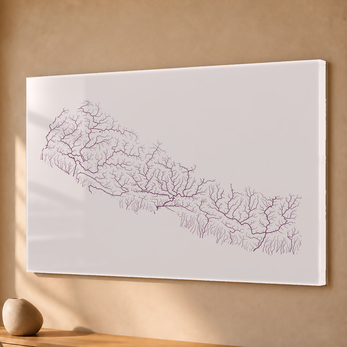 Beautiful Rivers — Nepal — Ameixa e rosé, Acrílico · 40 × 60 cm, Sem margem
