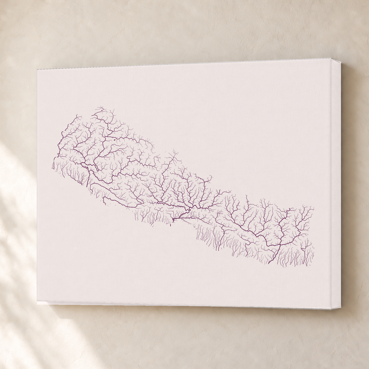 Beautiful Rivers — Nepal — Ameixa e rosé, Canvas · 30 × 40 cm, Sem margem