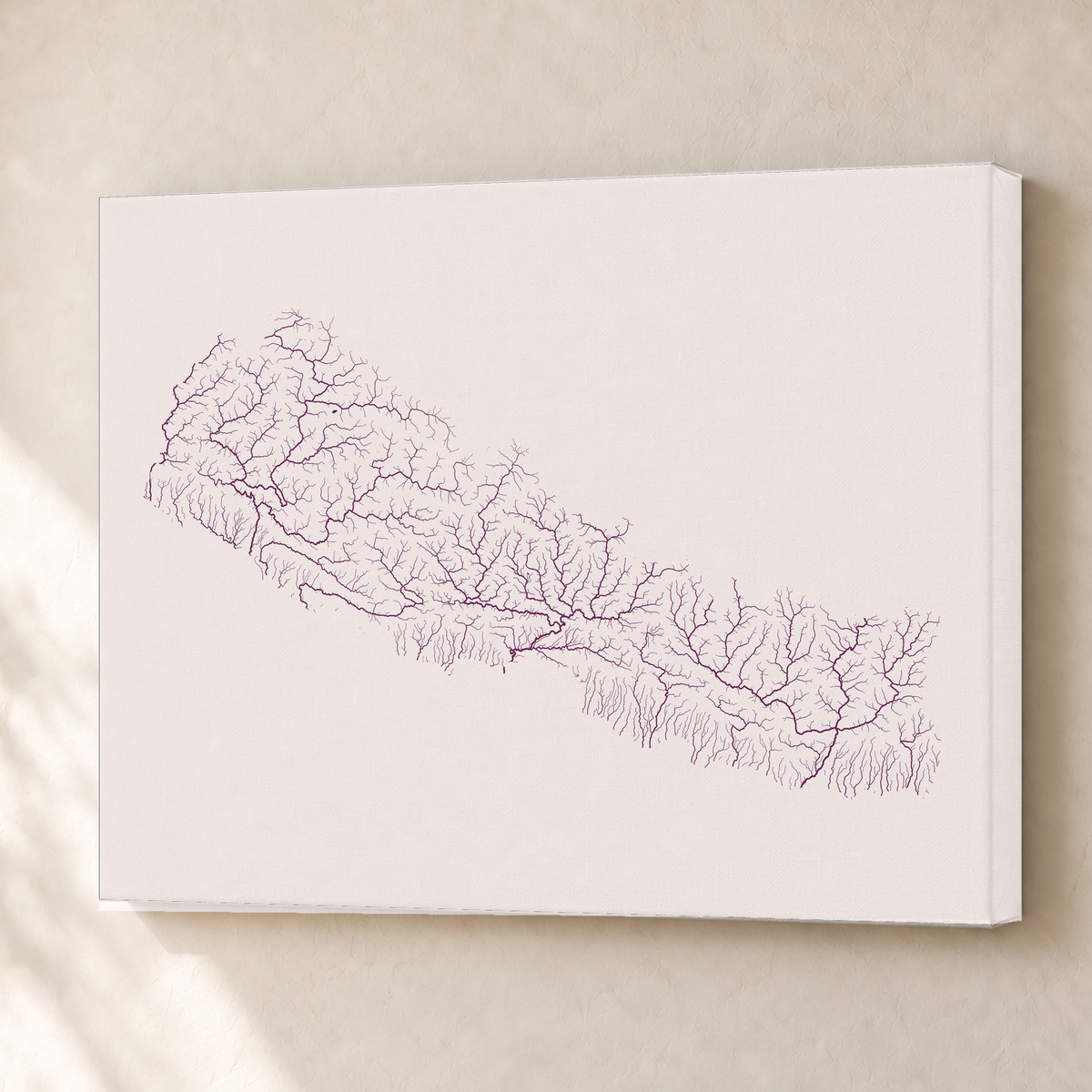 Beautiful Rivers — Nepal — Ameixa e rosé, Canvas · 45 × 60 cm, Sem margem
