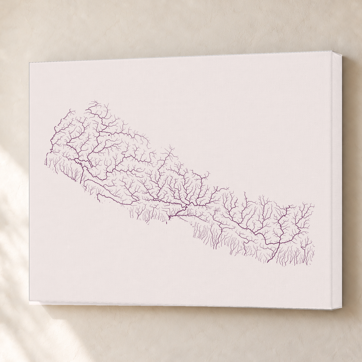 Beautiful Rivers — Nepal — Ameixa e rosé, Canvas · 60 × 80 cm, Sem margem