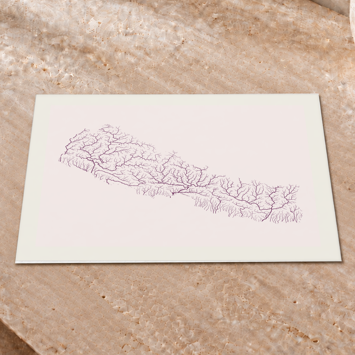 Beautiful Rivers — Nepal — Ameixa e rosé, Impressão fine art · 30 × 40 cm, Margem branca
