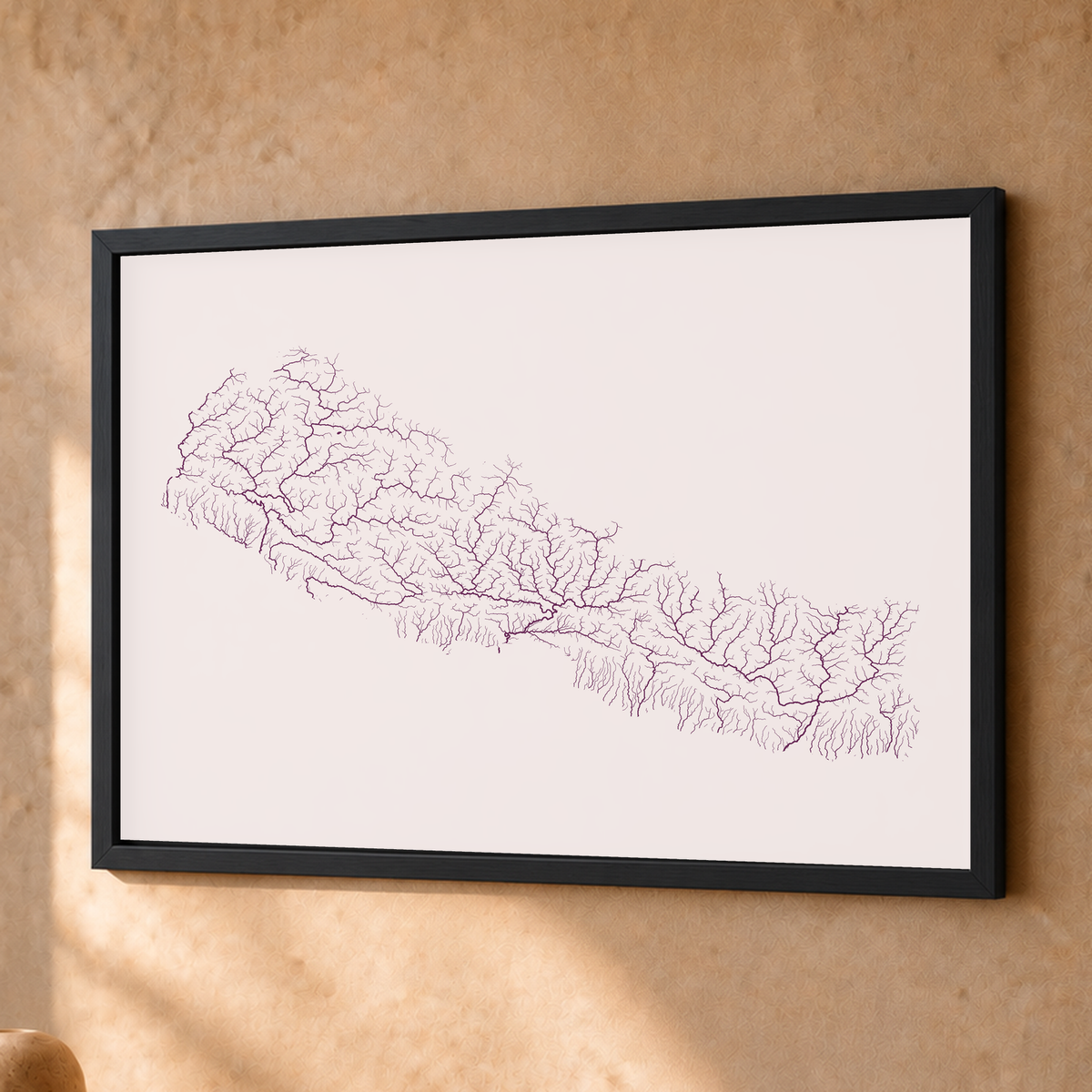 Beautiful Rivers — Nepal — Ameixa e rosé, Fine art emoldurado · 30 × 40 cm, Preto · Sem margem