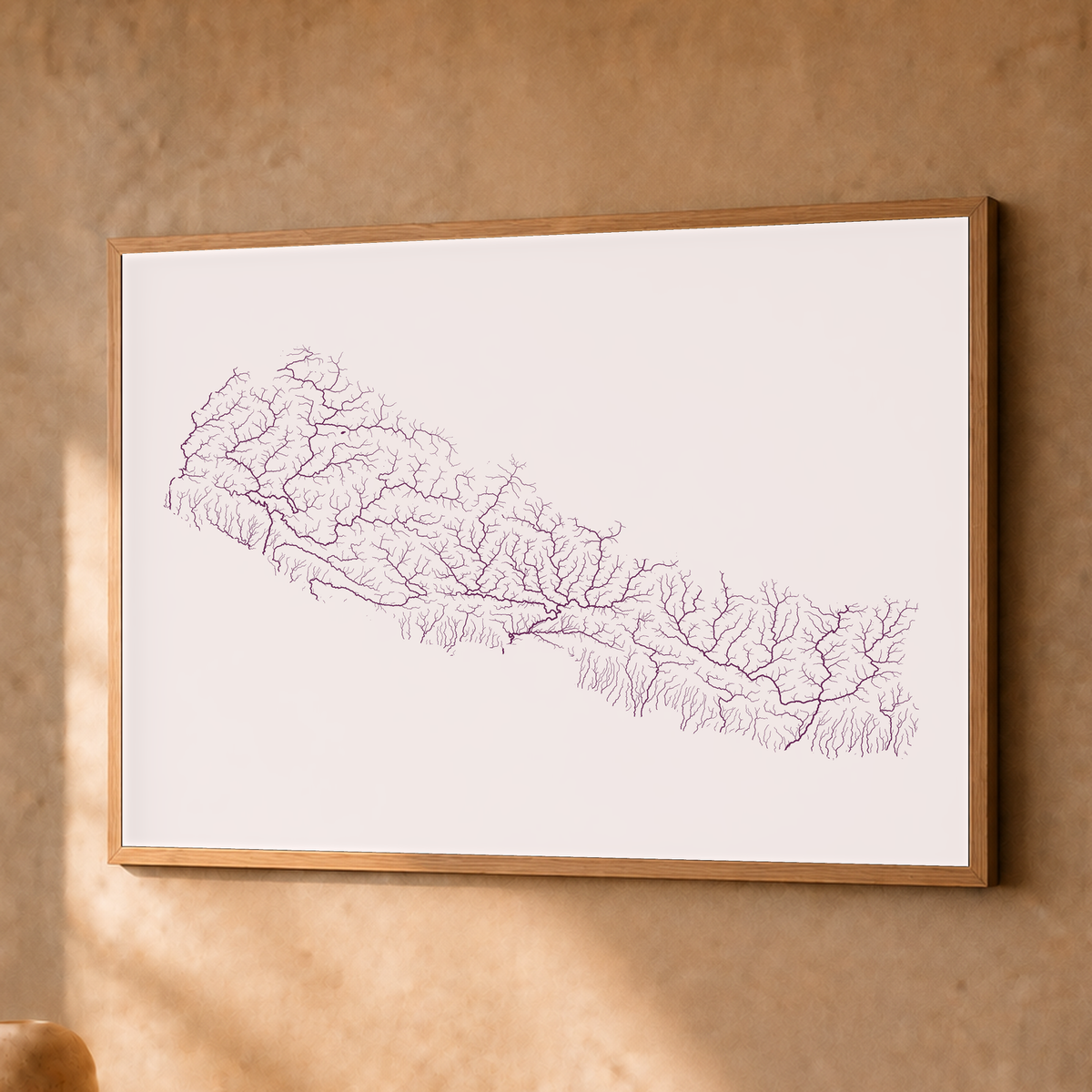 Beautiful Rivers — Nepal — Ameixa e rosé, Fine art emoldurado · 30 × 40 cm, Natural · Sem margem