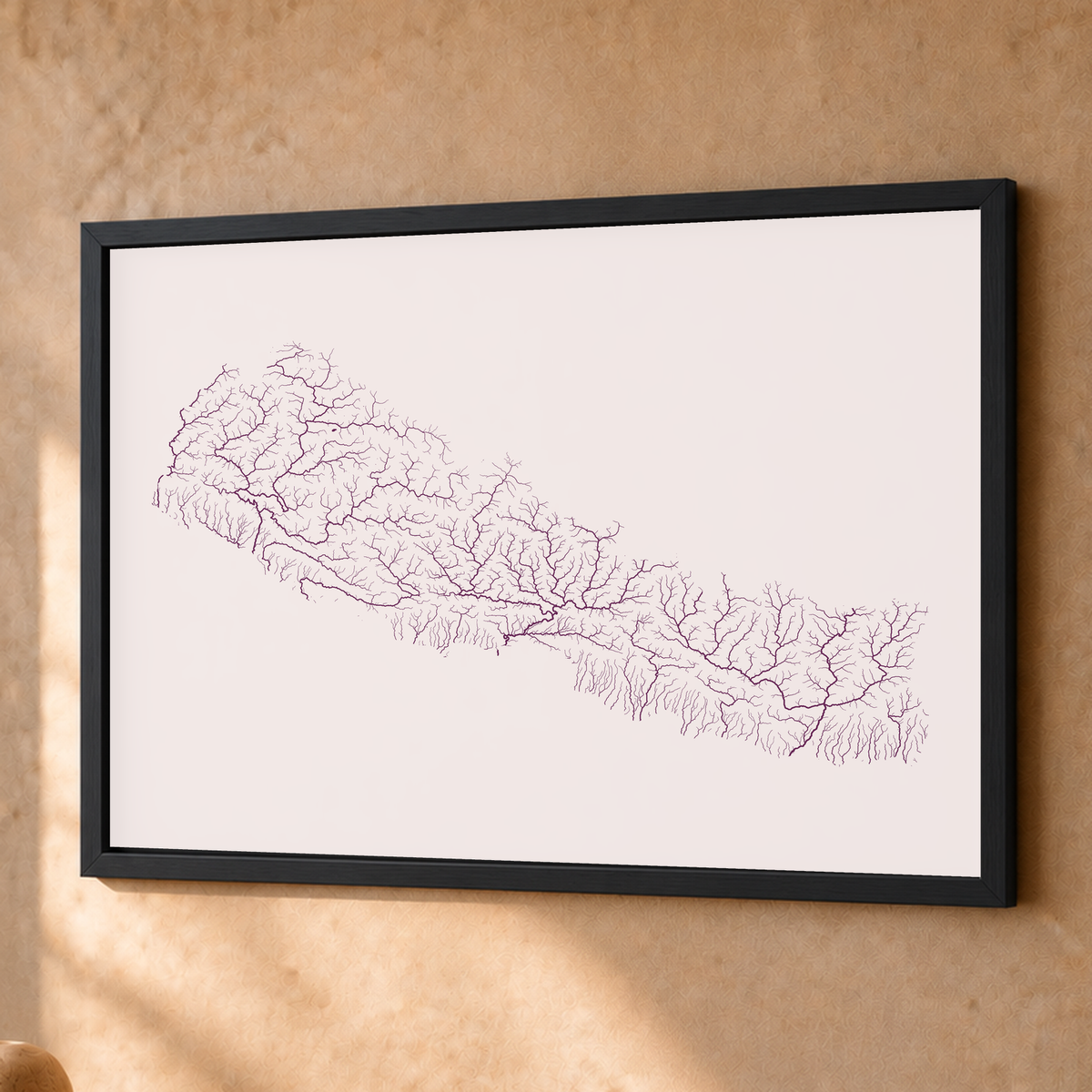 Beautiful Rivers — Nepal — Ameixa e rosé, Fine art emoldurado · 45 × 60 cm, Preto · Sem margem