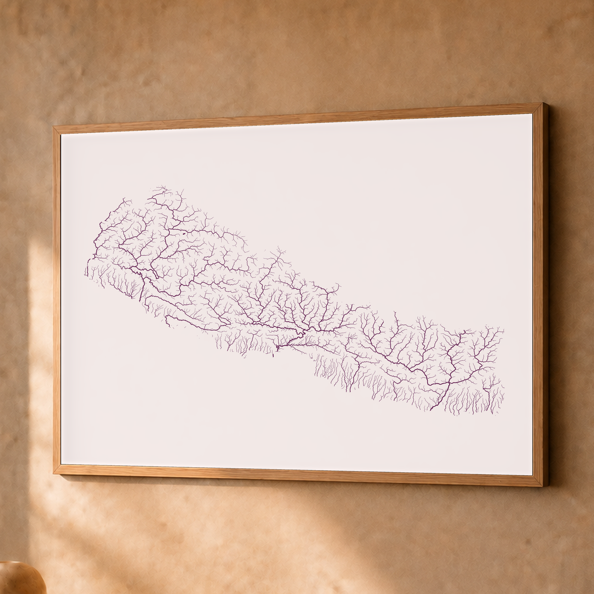 Beautiful Rivers — Nepal — Ameixa e rosé, Fine art emoldurado · 45 × 60 cm, Natural · Sem margem