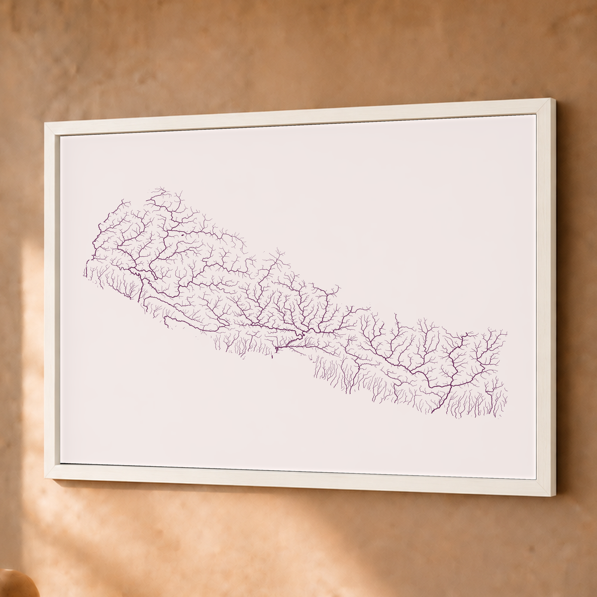 Beautiful Rivers — Nepal — Ameixa e rosé, Fine art emoldurado · 45 × 60 cm, Branco · Sem margem