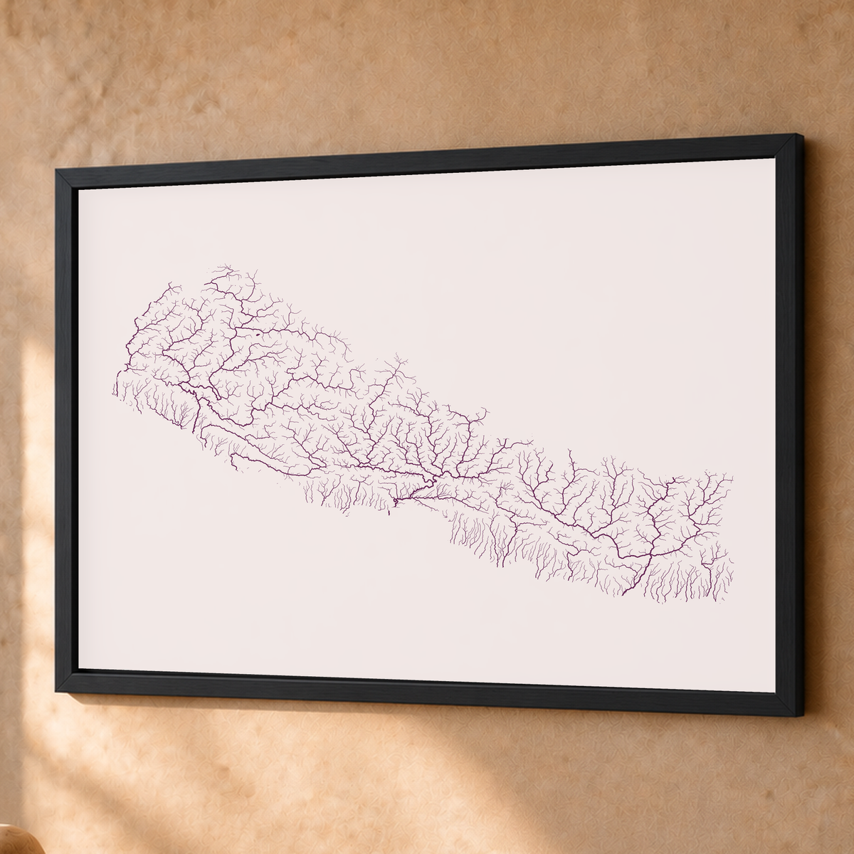 Beautiful Rivers — Nepal — Ameixa e rosé, Fine art emoldurado · 60 × 80 cm, Preto · Sem margem
