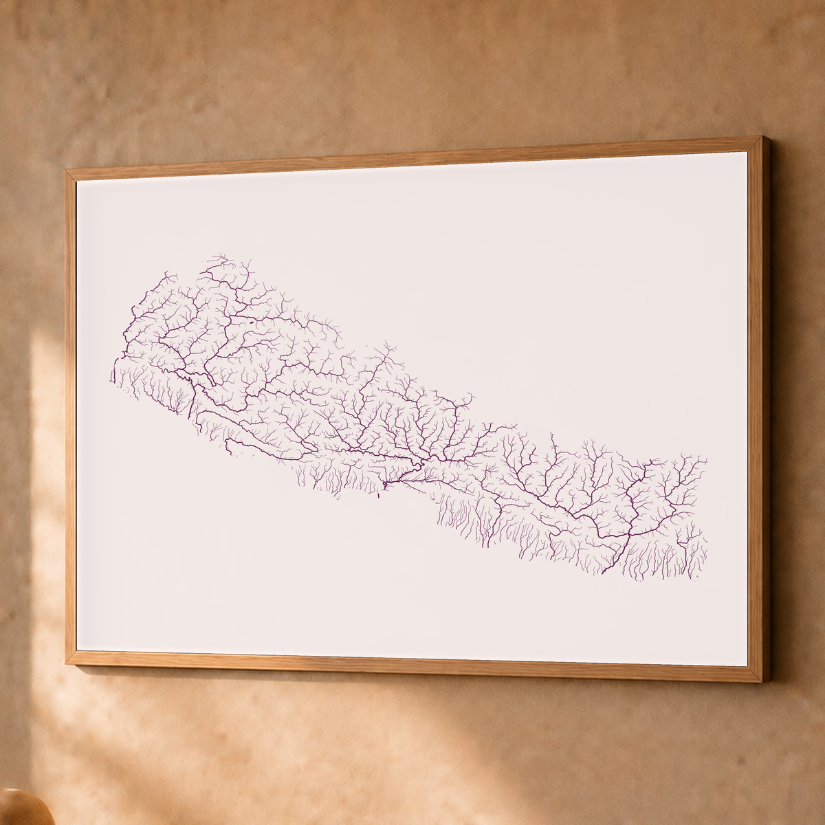 Beautiful Rivers — Nepal — Ameixa e rosé, Fine art emoldurado · 60 × 80 cm, Natural · Sem margem