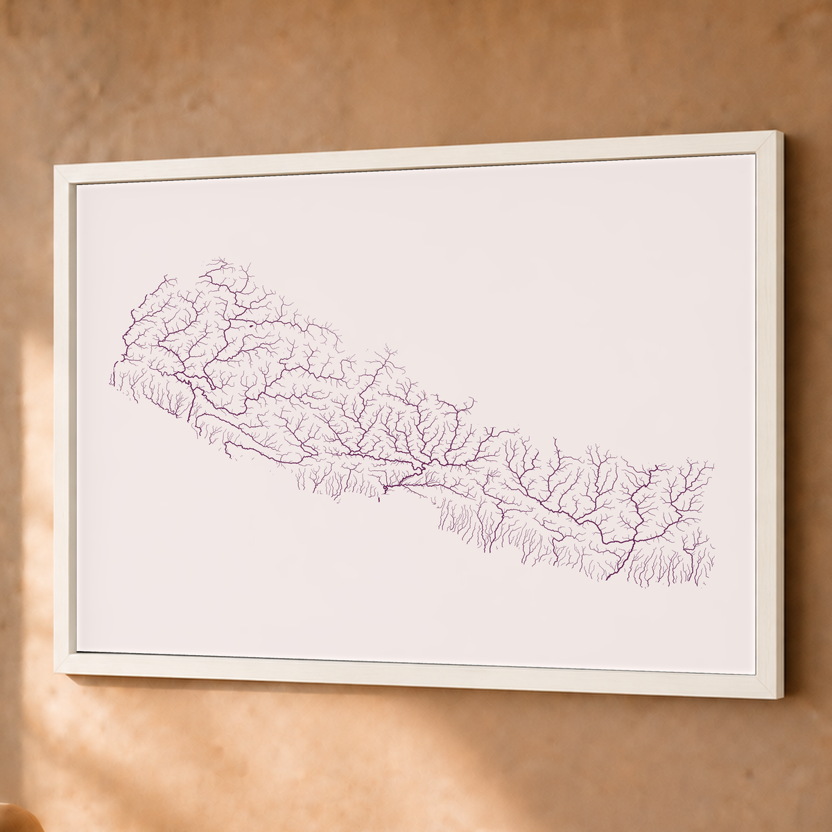 Beautiful Rivers — Nepal — Ameixa e rosé, Fine art emoldurado · 60 × 80 cm, Branco · Sem margem