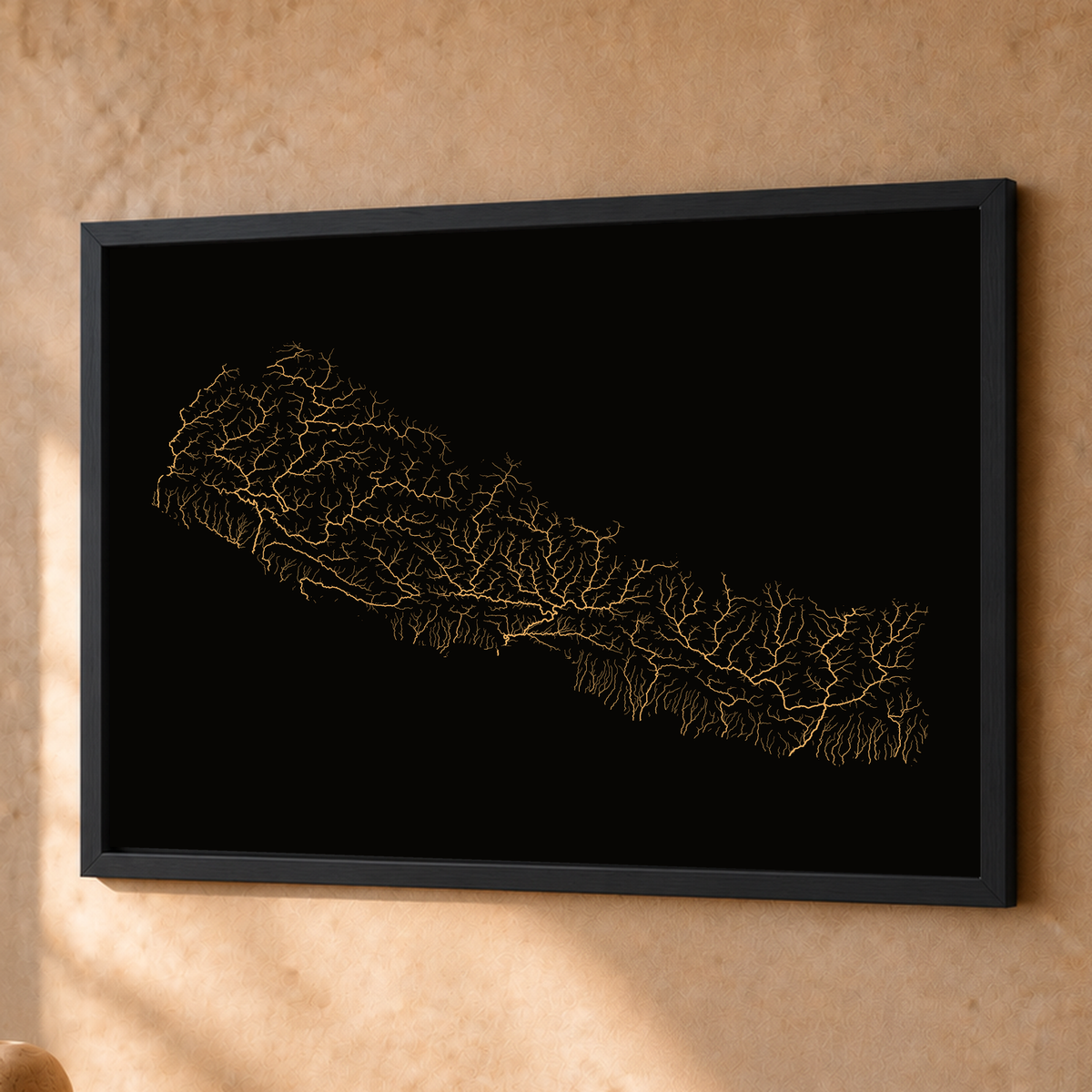 Beautiful Rivers — Nepal — Cobre, Fine art emoldurado · 45 × 60 cm, Preto · Sem margem