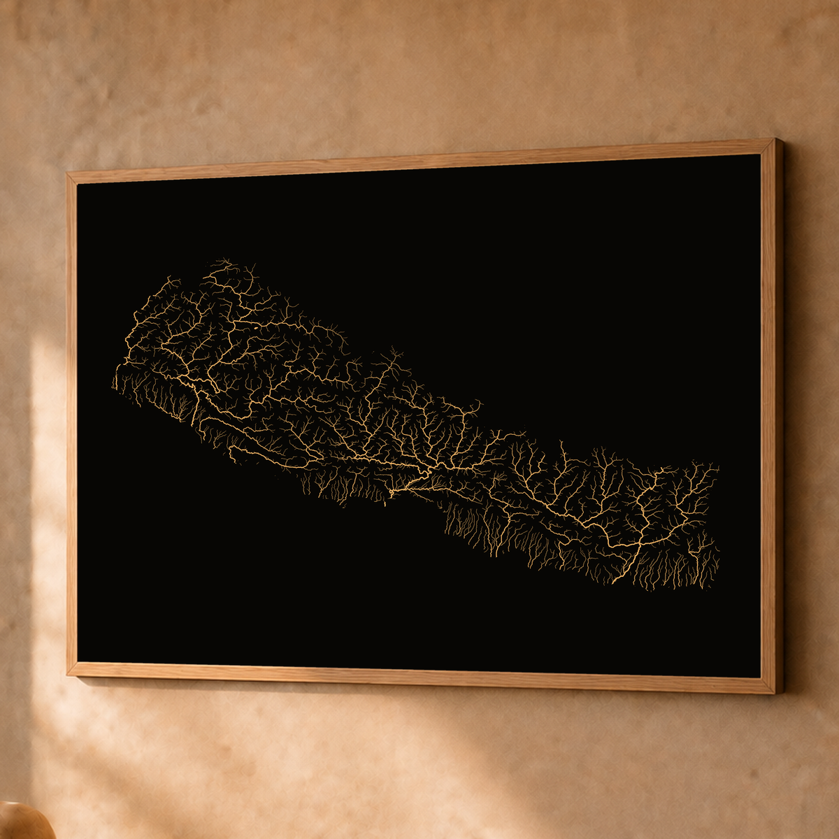 Beautiful Rivers — Nepal — Cobre, Fine art emoldurado · 60 × 80 cm, Natural · Sem margem