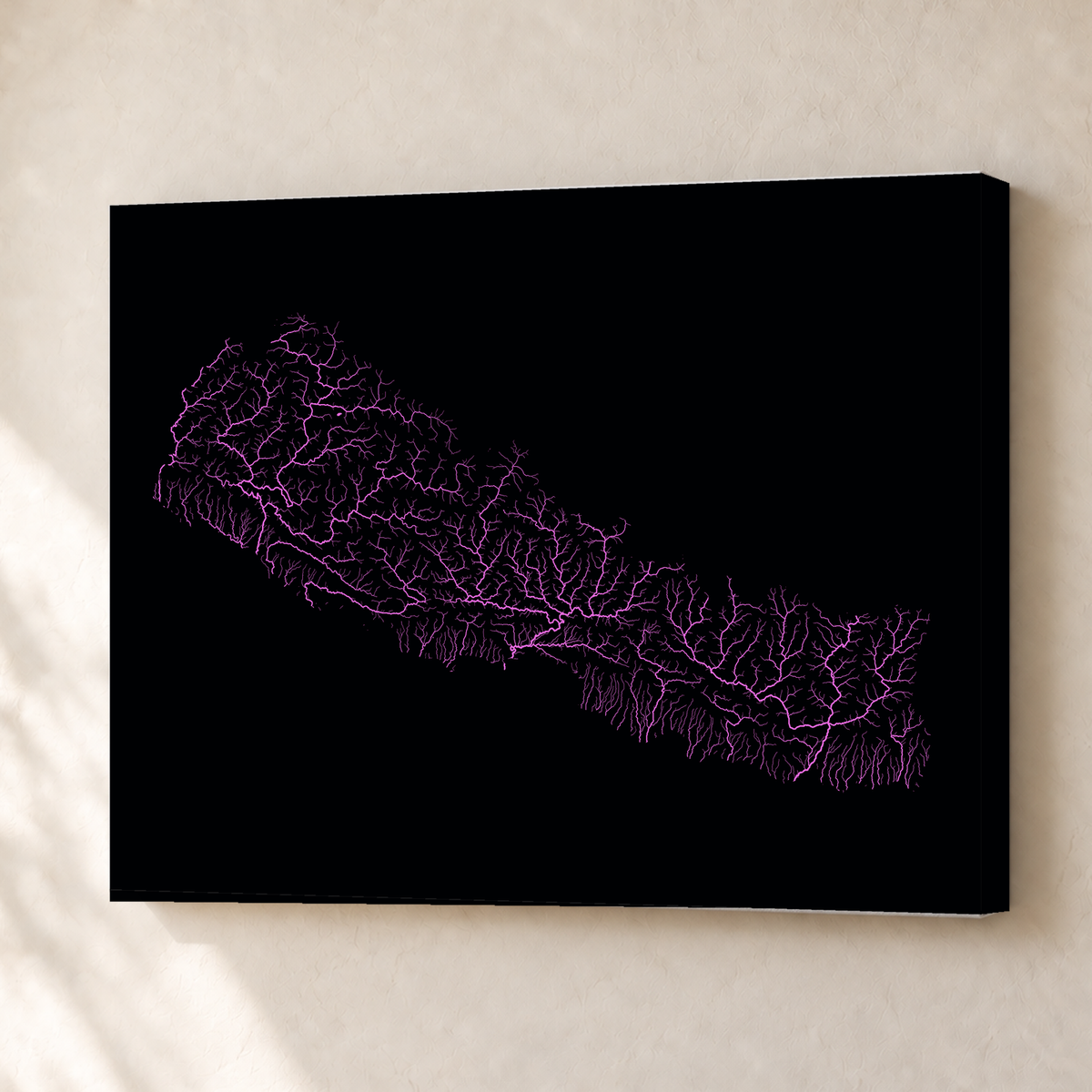 Beautiful Rivers — Nepal — Neon hidrográfico, Canvas · 30 × 40 cm, Sem margem