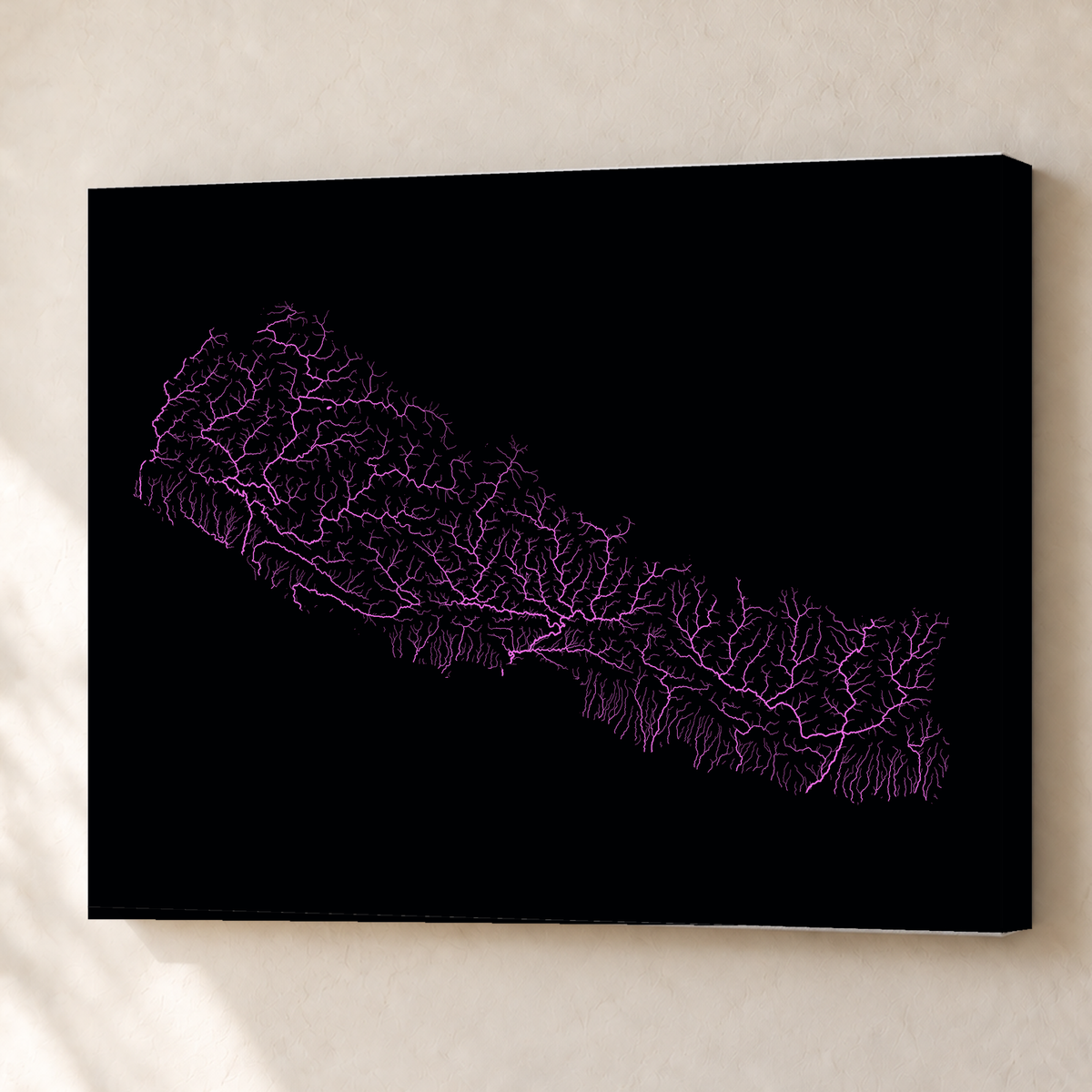 Beautiful Rivers — Nepal — Neon hidrográfico, Canvas · 60 × 80 cm, Sem margem