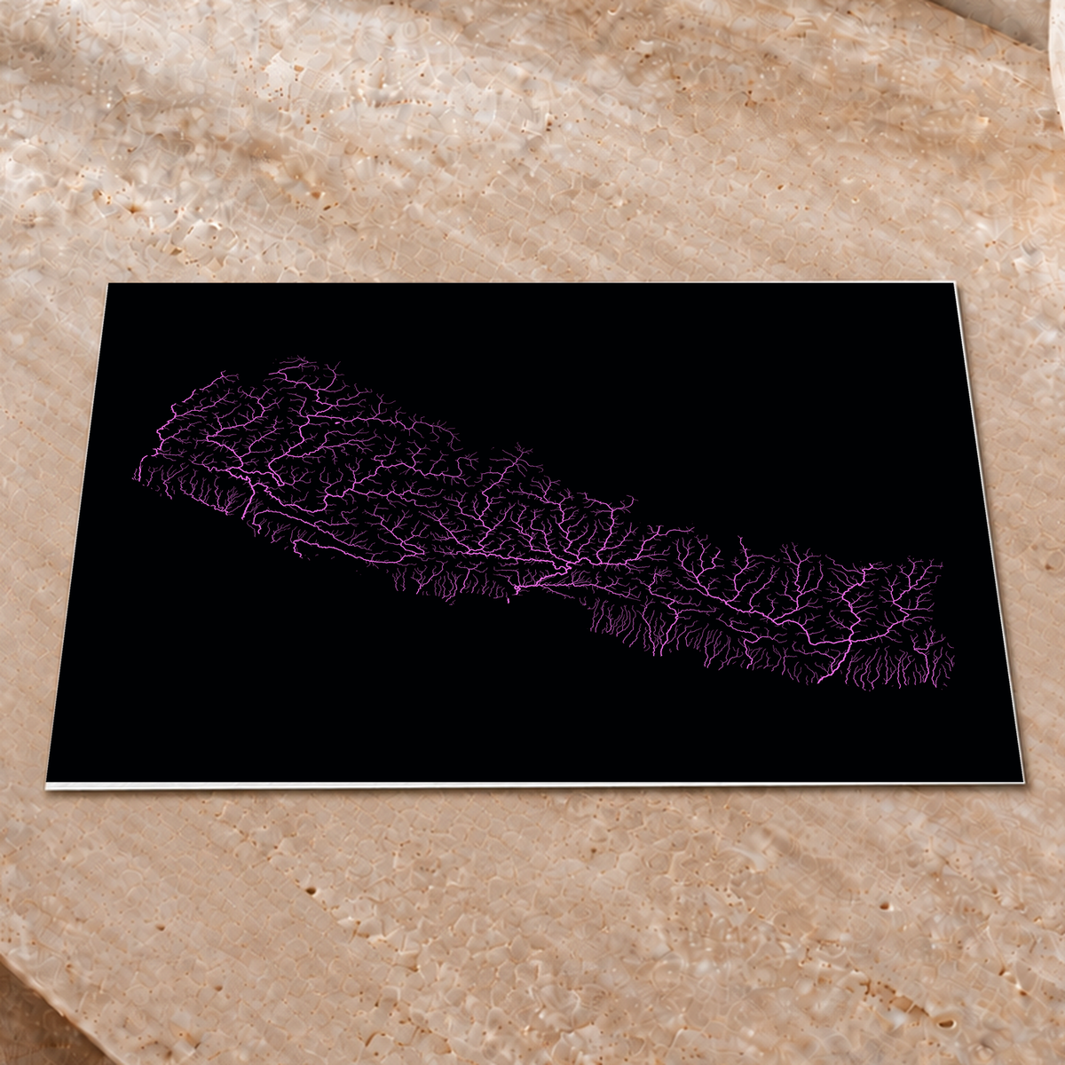 Beautiful Rivers — Nepal — Neon hidrográfico, Impressão fine art · 30 × 40 cm, Sem margem