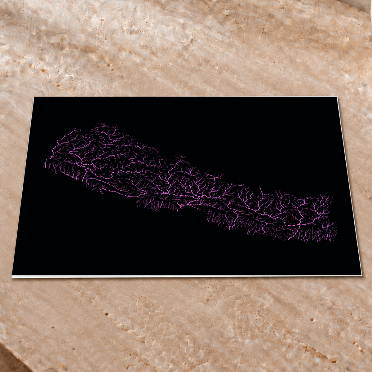 Beautiful Rivers — Nepal — Neon hidrográfico, Impressão fine art · 45 × 60 cm, Sem margem