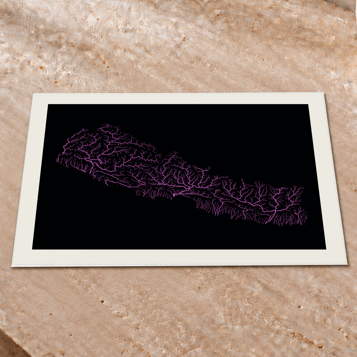 Beautiful Rivers — Nepal — Neon hidrográfico, Impressão fine art · 45 × 60 cm, Margem branca