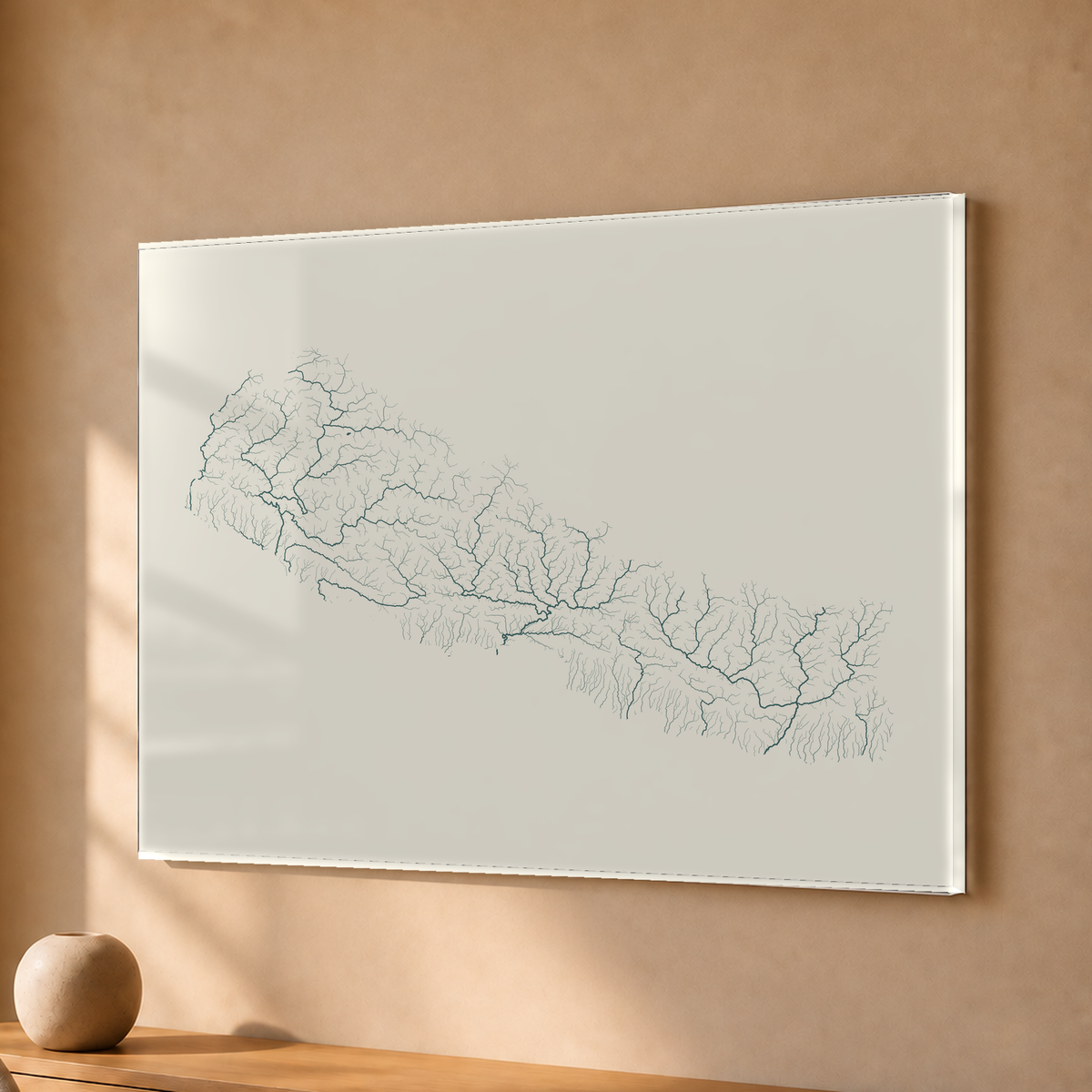 Beautiful Rivers — Nepal — Natural e luminosa, Acrílico · 30 × 40 cm, Sem margem
