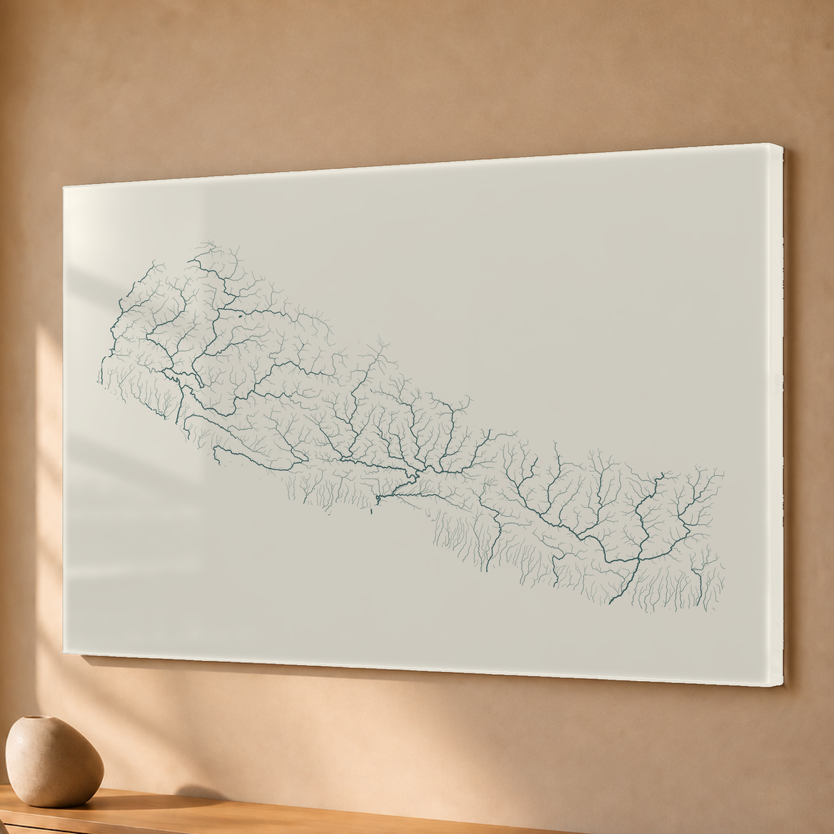 Beautiful Rivers — Nepal — Natural e luminosa, Acrílico · 40 × 60 cm, Sem margem