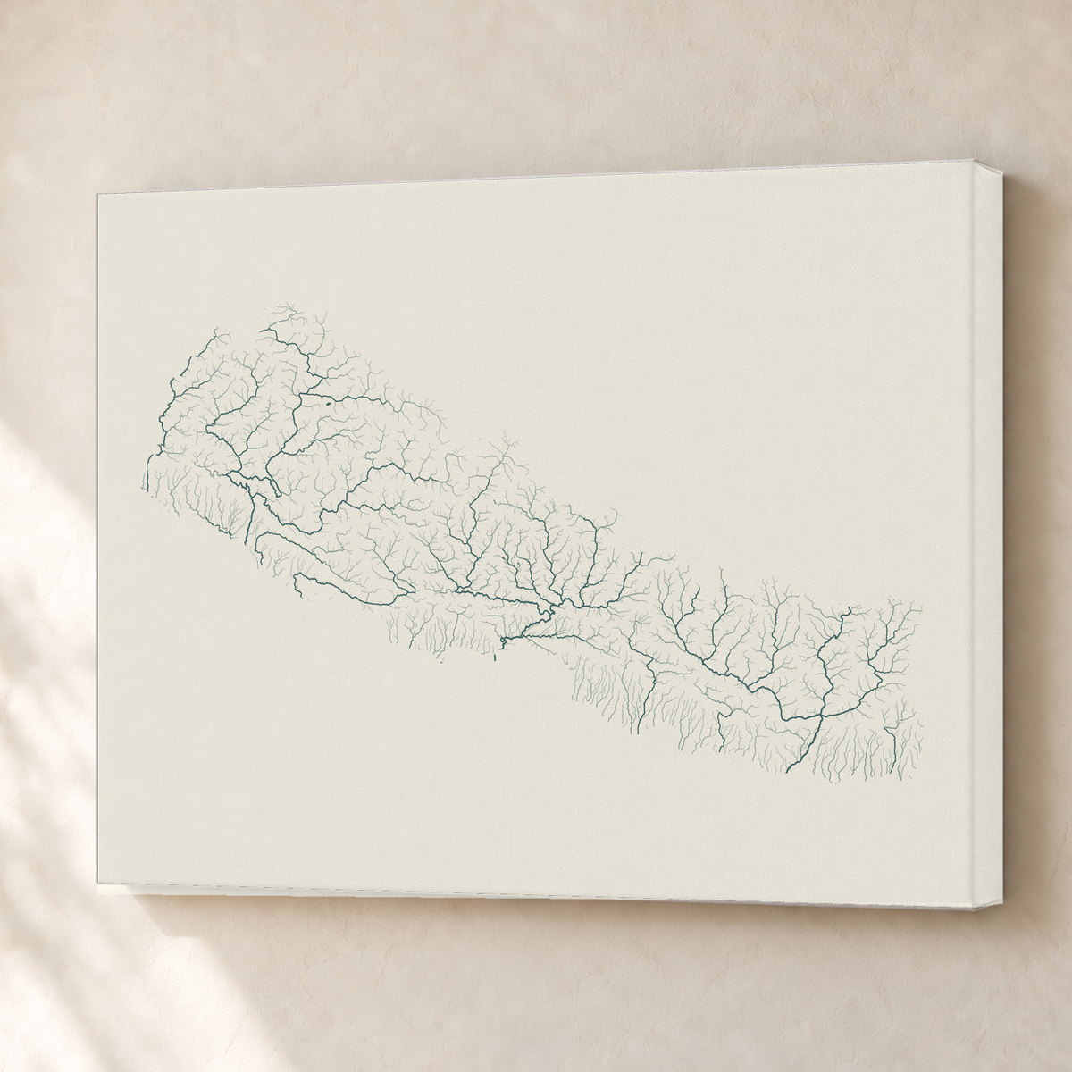 Beautiful Rivers — Nepal — Natural e luminosa, Canvas · 45 × 60 cm, Sem margem
