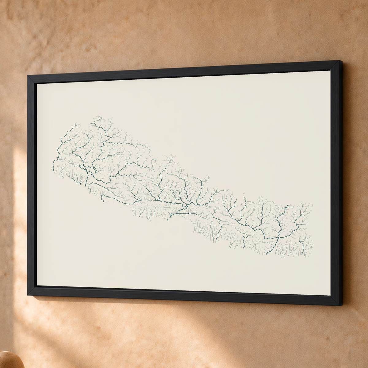 Beautiful Rivers — Nepal — Natural e luminosa, Fine art emoldurado · 45 × 60 cm, Preto · Sem margem