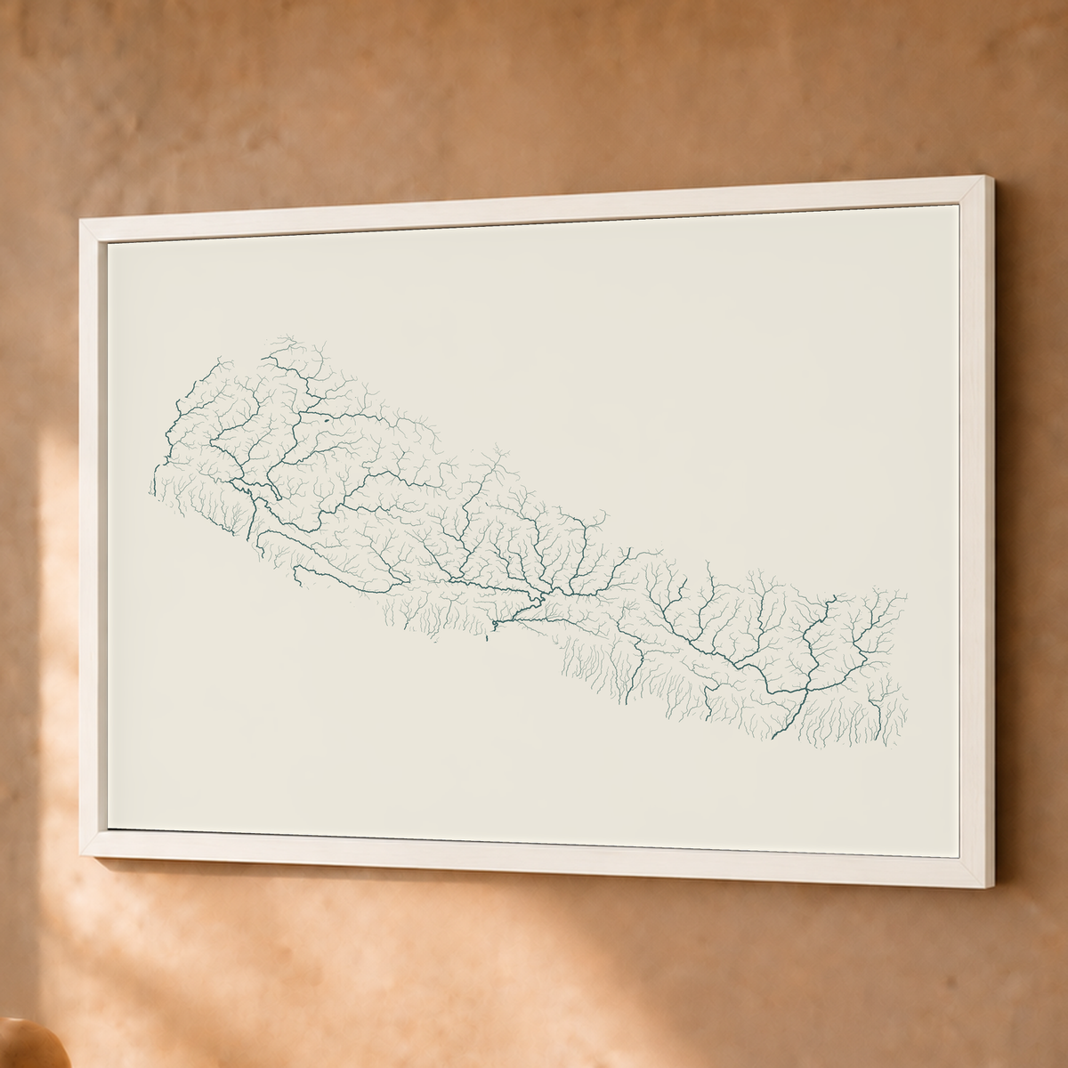 Beautiful Rivers — Nepal — Natural e luminosa, Fine art emoldurado · 45 × 60 cm, Branco · Sem margem