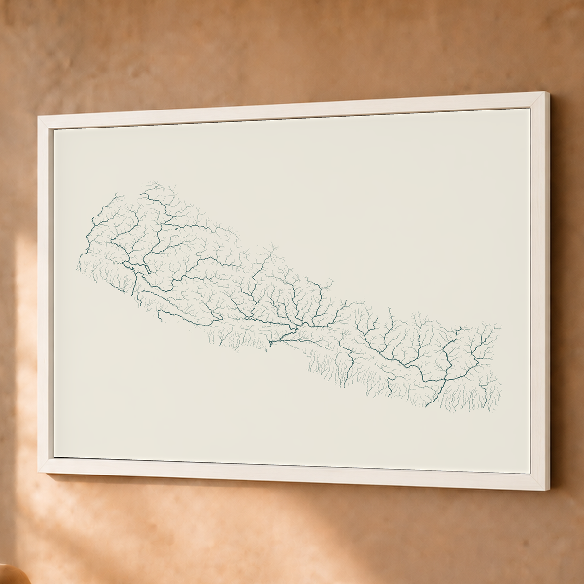Beautiful Rivers — Nepal — Natural e luminosa, Fine art emoldurado · 60 × 80 cm, Branco · Sem margem