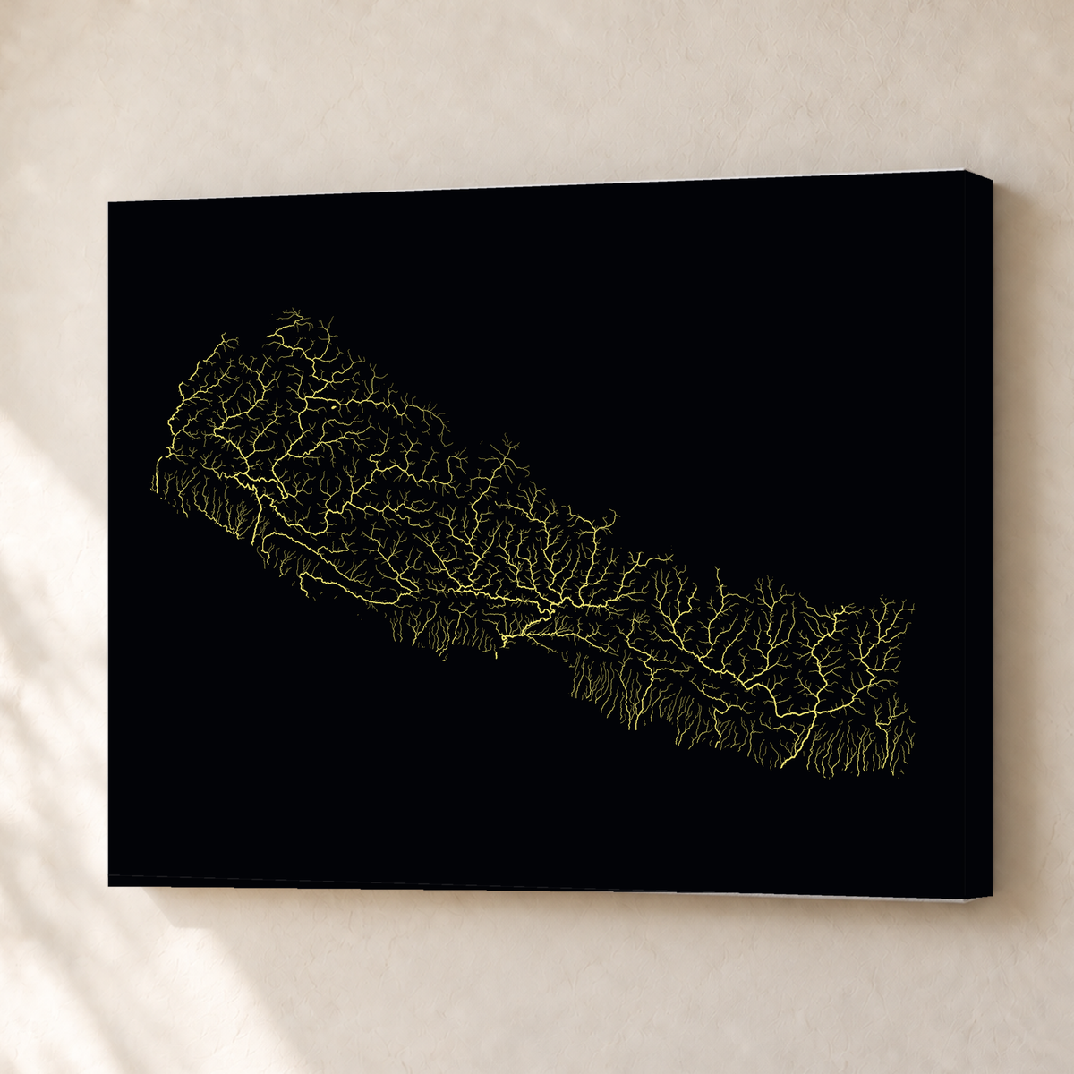 Beautiful Rivers — Nepal — Neon por território, Canvas · 30 × 40 cm, Sem margem